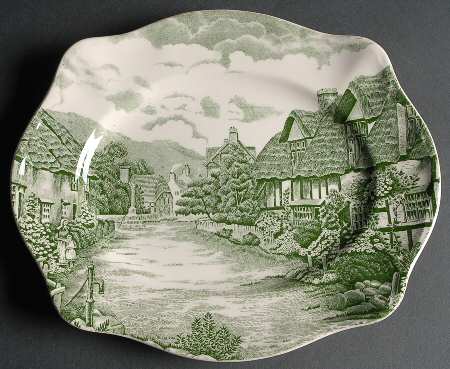 Olde English Countryside Green 10" Oval Serving Platter