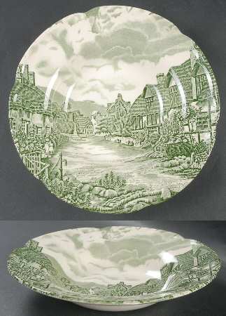 Olde English Countryside Green Rim Soup Bowl