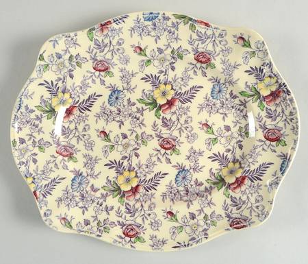 Old English Chintz Lavender Multicolor (Sovereign) 10" Oval Serving Platter