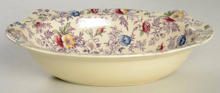 Old English Chintz Lavender Multicolor (Sovereign) 9" Oval Vegetable Bowl