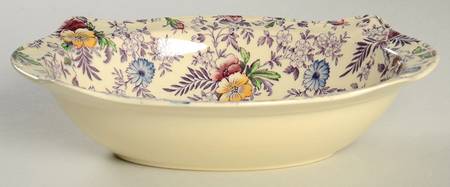 Old English Chintz Lavender Multicolor (Sovereign) 8" Oval Vegetable Bowl