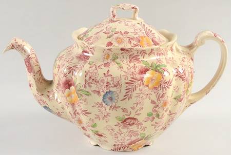 Old English Chintz Pink Multicolor Teapot & Lid