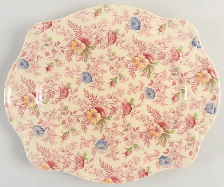 Old English Chintz Pink Multicolor 11" Oval Serving Platter