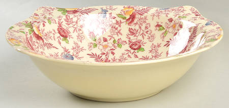 Old English Chintz Pink Multicolor 9" Round Vegetable Bowl