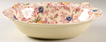 Old English Chintz Pink Multicolor 9" Oval Vegetable Bowl