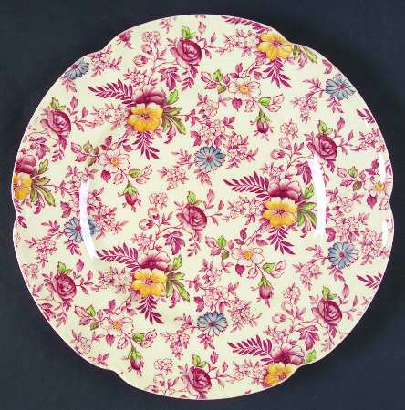 Old English Chintz Pink Multicolor Luncheon Plate