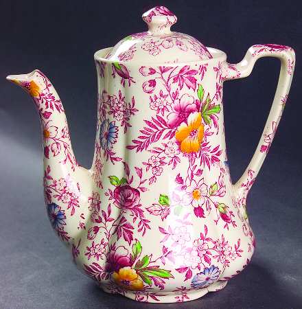 Old English Chintz Pink Multicolor Mini Coffee Pot & Lid
