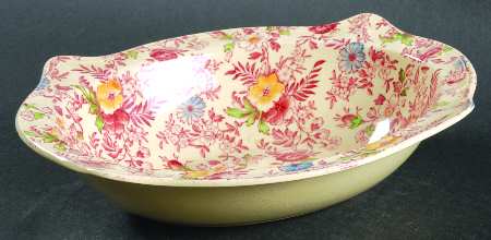 Old English Chintz Pink Multicolor 9" Oval Vegetable Bowl