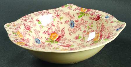 Old English Chintz Pink Multicolor 8" Round Vegetable Bowl