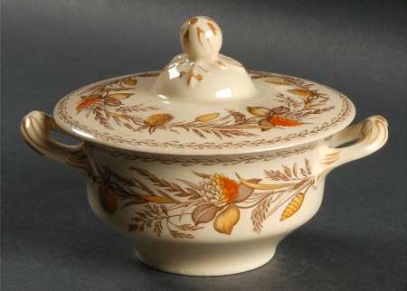 Old English Clover Brown Multicolor Sugar Bowl & Lid
