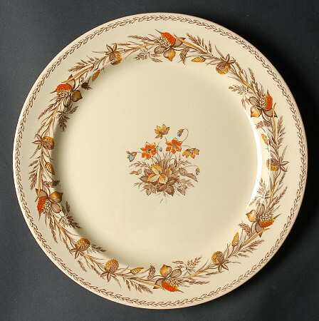 Old English Clover Brown Multicolor 12" Chop Plate (Round Platter)