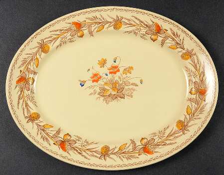 Old English Clover Brown Multicolor 10" Oval Serving Platter