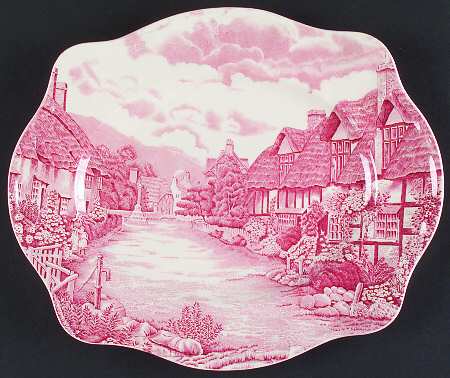 Olde English Countryside Pink 12" Oval Serving Platter