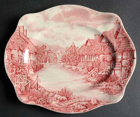 Olde English Countryside Pink 10" Oval Serving Platter
