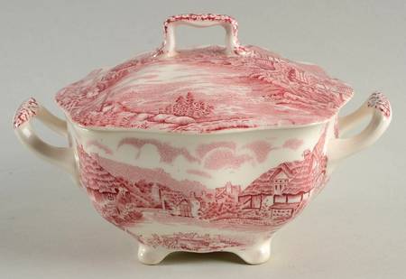 Olde English Countryside Pink Sugar Bowl & Lid