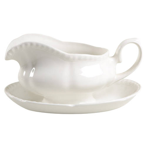 Old English White (Undecorated) Gravy Boat & Underplate/Relish