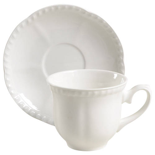 Old English White (Undecorated) Flat Cup & Saucer Set