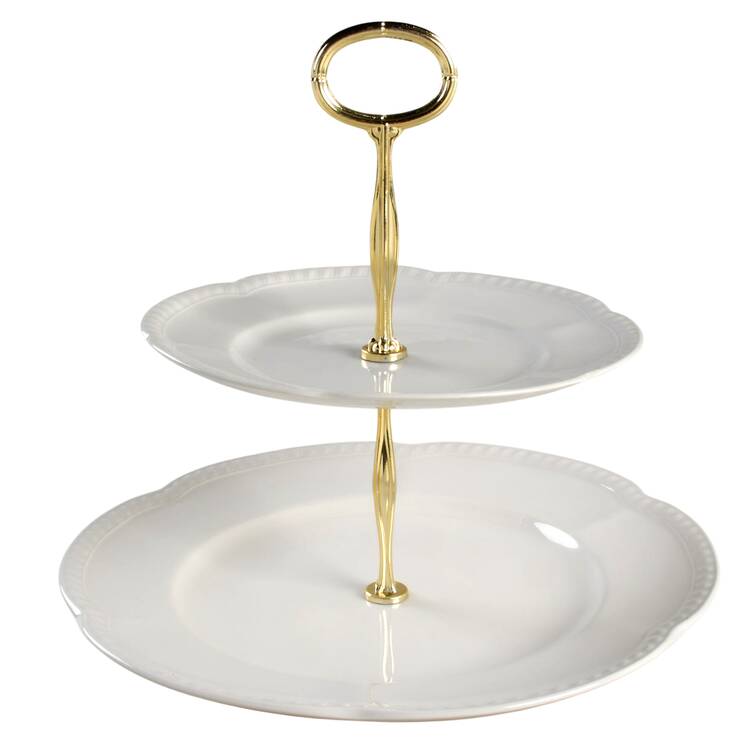 Old English White (Undecorated) 6 5/8"-10"  2 Tiered Serving Tray (Dp, Sp) HC