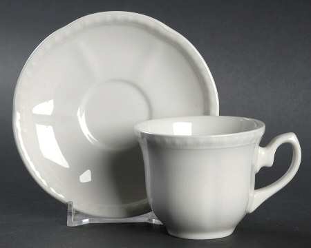 Old English White (Undecorated) Flat Demitasse Cup & Saucer Set