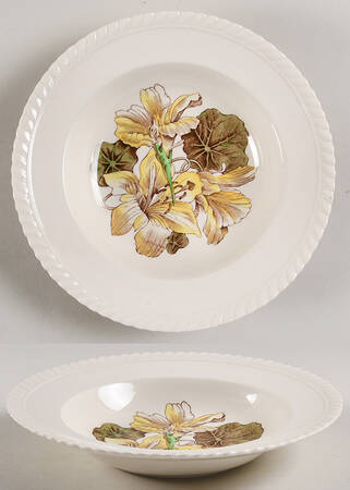 Old Flower Prints Rim Soup Bowl