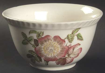 Old Flower Prints Cranberry Bowl