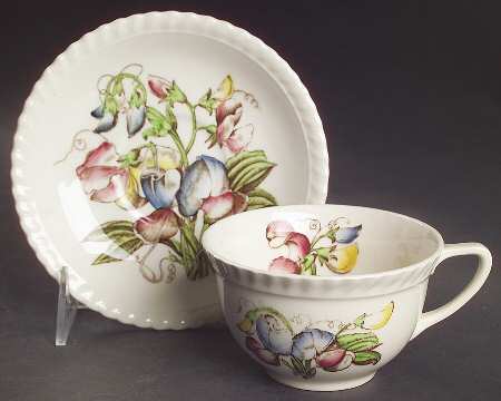Old Flower Prints Flat Cup & Saucer Set