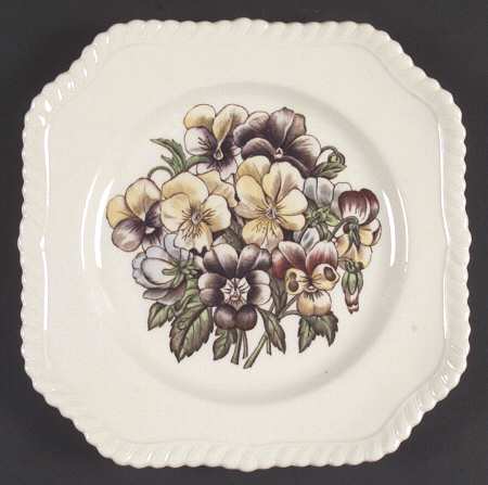Old Flower Prints Square Salad Plate