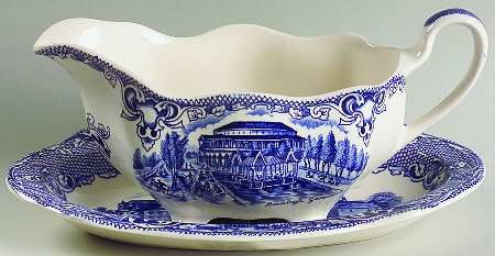 Old London Blue Gravy Boat & Underplate/Relish
