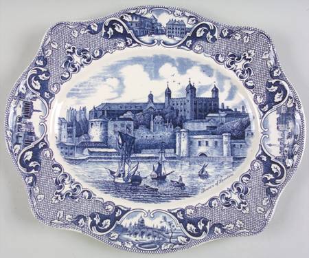 Old London Blue 13" Oval Serving Platter