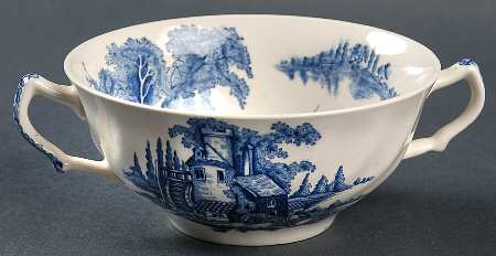 The Old Mill Blue Flat Cream Soup Bowl