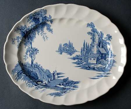 The Old Mill Blue 12" Oval Serving Platter