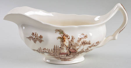 The Old Mill Brown Multicolor Gravy Boat
