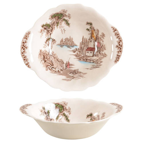 The Old Mill Brown Multicolor Lugged Cereal Bowl