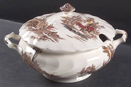 The Old Mill Brown Multicolor Tureen &  Lid