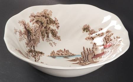 The Old Mill Brown Multicolor Square Soup Bowl