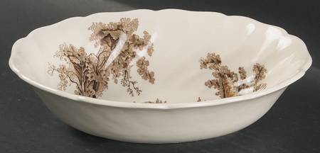 The Old Mill Brown Multicolor 8" Oval Vegetable Bowl