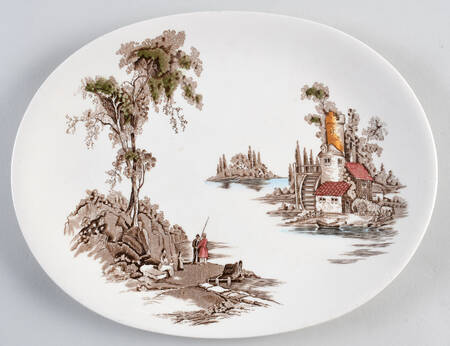 The Old Mill Brown Multicolor 11" Oval Serving Platter