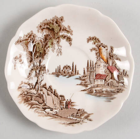 The Old Mill Brown Multicolor Saucer for Flat Cup