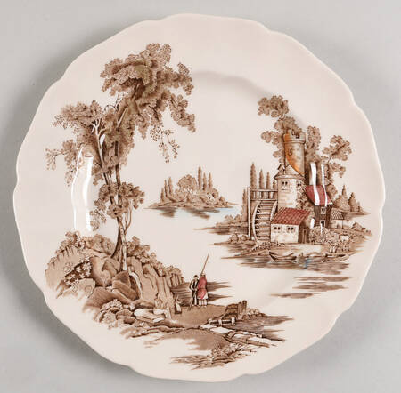 The Old Mill Brown Multicolor Salad Plate