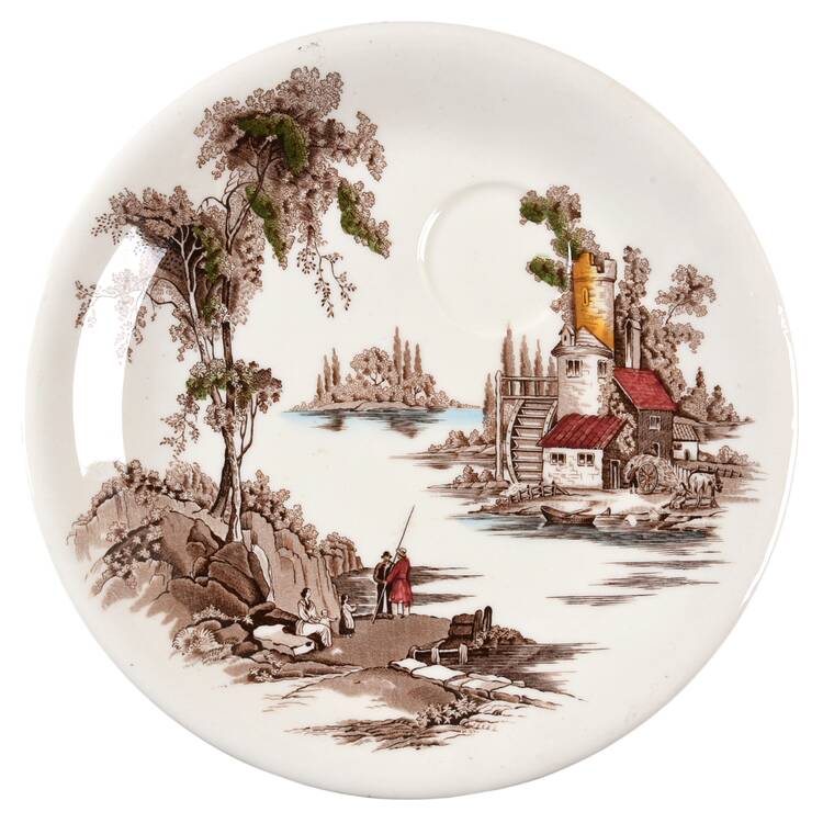 The Old Mill Brown Multicolor Snack Plate