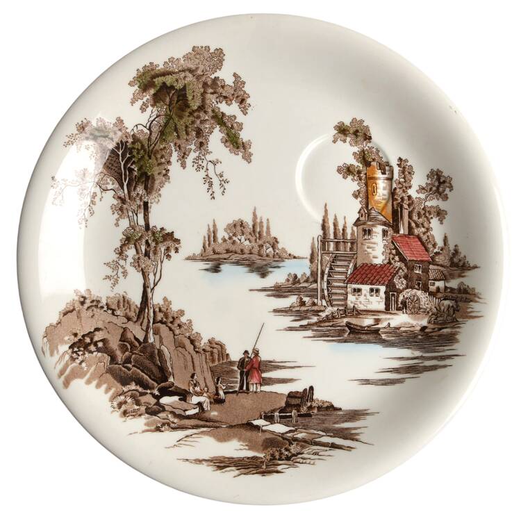 The Old Mill Brown Multicolor Snack Plate