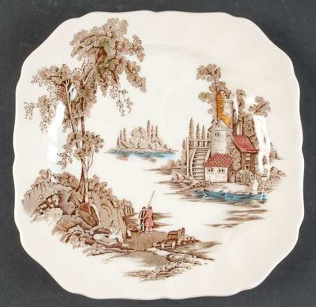 The Old Mill Brown Multicolor Snack Plate