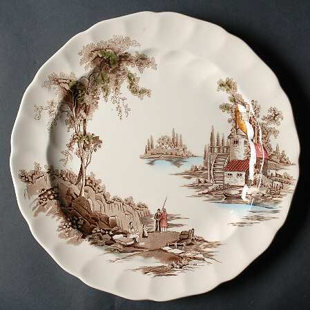 The Old Mill Brown Multicolor 12" Chop Plate (Round Platter)