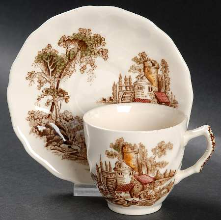 The Old Mill Brown Multicolor Flat Demitasse Cup & Saucer Set