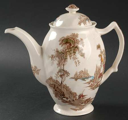 The Old Mill Brown Multicolor Coffee Pot & Lid by Johnson Brothers