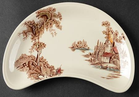The Old Mill Brown Multicolor Crescent Salad Plate