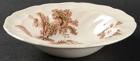 The Old Mill Brown Multicolor Rim Fruit/Dessert (Sauce) Bowl