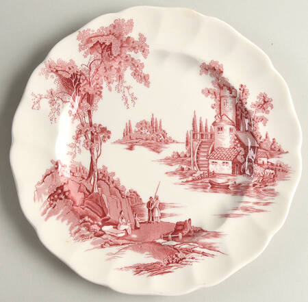 The Old Mill Pink Luncheon Plate