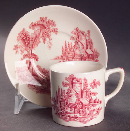 The Old Mill Pink Flat Demitasse Cup & Saucer Set