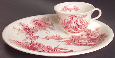 The Old Mill Pink Snack Plate & Cup Set